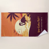 トロピカルフラミンゴカスタム文字ビーチタオル ビーチタオル (正面)