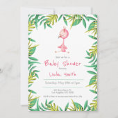 トロピカルフラミンゴガールベビーシャワー招待状 招待状 (正面)