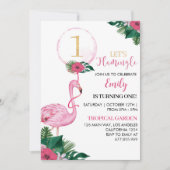 トロピカルフラミンゴガール1st誕生日パーティー 招待状 (正面)