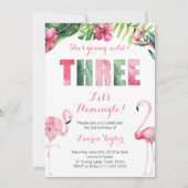 トロピカルフラミンゴガール3rd誕生日パーティー 招待状 (正面)