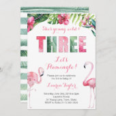 トロピカルフラミンゴガール3rd誕生日パーティー 招待状 (正面/裏面)