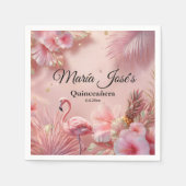 トロピカルフラミンゴキンセアニラカスタム スタンダードカクテルナプキン (正面)