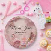 トロピカルフラミンゴキンセアニラカスタム ペーパープレート (パーティー)