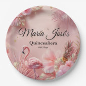 トロピカルフラミンゴキンセアニラカスタム ペーパープレート (正面)