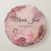 トロピカルフラミンゴキンセアニラカスタム ラウンドクッション (裏面)