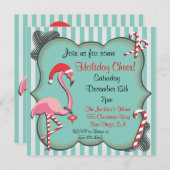 トロピカルフラミンゴクリスマスパーティの招待状 招待状 (正面/裏面)