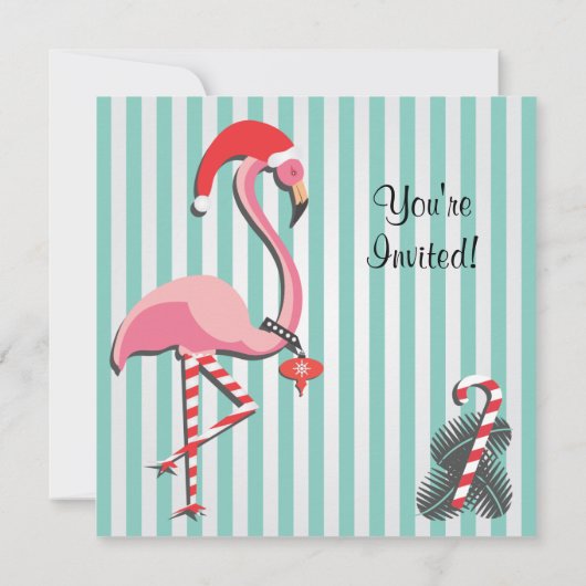 トロピカルフラミンゴクリスマスパーティの招待状 招待状 (裏面)