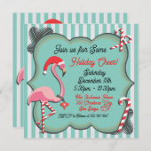 トロピカルフラミンゴクリスマスパーティの招待状 招待状 (正面/裏面)