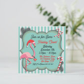 トロピカルフラミンゴクリスマスパーティの招待状 招待状 (スタンド正面)