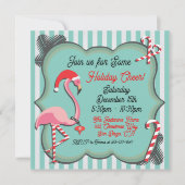 トロピカルフラミンゴクリスマスパーティの招待状 招待状 (正面)