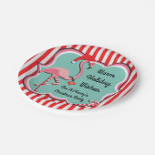 トロピカルフラミンゴクリスマスパーティープレート ペーパープレート (アングル)