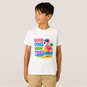 🦩トロピカルフラミンゴサマーキッズ🌴 Tシャツ (正面フル)