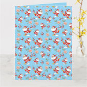 トロピカルフラミンゴサンタのクリスマスパターン カード (黄色い花)