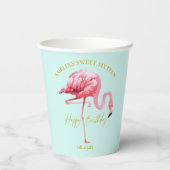 トロピカルフラミンゴスイート16ハッピーバースデーID922 紙コップ (裏面)
