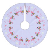 トロピカルフラミンゴスオールラベのまわりにンダークリスマス ブラッシュドポリエステルツリースカート (正面)