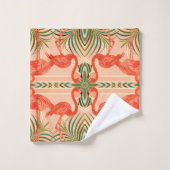 トロピカルフラミンゴスタオルセット バスタオルセット (ウォッシュタオル)