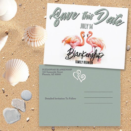 トロピカルフラミンゴスファミリー懇親会保存日 案内ポストカード