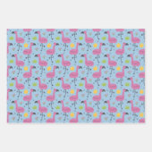 トロピカルフラミンゴスラッピング紙セット3 ラッピングペーパーシート (正面2)