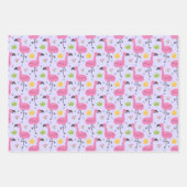 トロピカルフラミンゴスラッピング紙セット3 ラッピングペーパーシート (正面)