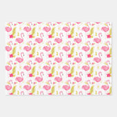 トロピカルフラミンゴスラッピング紙セット3 ラッピングペーパーシート (正面)