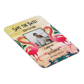 トロピカルフラミンゴス写真結婚式の日付を保存 マグネット (右側)