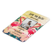 トロピカルフラミンゴス写真結婚式の日付を保存 マグネット (左側)