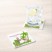 トロピカルフラミンゴス&フラワーズコースター スクエアペーパーコースター (インサイチュ)