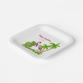 トロピカルフラミンゴス&フラワーズ紙プレート ペーパープレート (傾斜あり)