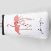 トロピカルフラミンゴトリオ(モノグラムカスタム付) ゴルフヘッドカバー (正面)