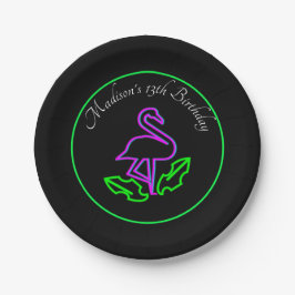 トロピカルフラミンゴネオンパーティーグローパーティー 10代の ペーパープレート