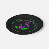 トロピカルフラミンゴネオンパーティーグローパーティー 10代の ペーパープレート (アングル)