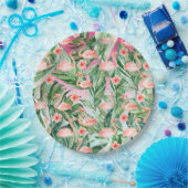 トロピカルフラミンゴハイビスカスピンクミントフローラ ペーパープレート (パーティー)