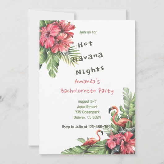 トロピカルフラミンゴバチェロレッテウィークエンドパリー 招待状 (正面)