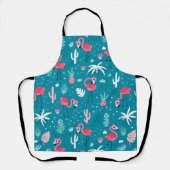 トロピカルフラミンゴパイナップルサボエプロン エプロン (正面)