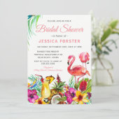 トロピカルフラミンゴビーチフローラブライダルシャワー 招待状 (スタンド正面)