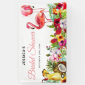 トロピカルフラミンゴビーチフローラブライダルシャワー 横断幕 (縦)