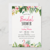 トロピカルフラミンゴビーチブライダルシャワー 招待状 (正面)