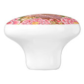 トロピカルフラミンゴビーチ付き/ピンクの花ティール（緑がかった色） セラミックノブ (側面)