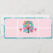 トロピカルフラミンゴピックボールブライダルシャワーチケット 招待状 (裏面)