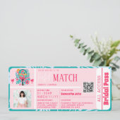 トロピカルフラミンゴピックボールブライダルシャワーチケット 招待状 (スタンド正面)