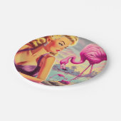 トロピカルフラミンゴピンアップ ペーパープレート (アングル)