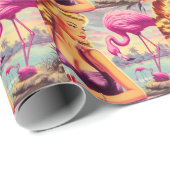 トロピカルフラミンゴピンアップ ラッピングペーパー (ロールコーナー)