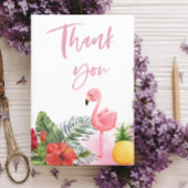 トロピカルフラミンゴピンクの女の子の赤ちゃんシャワー サンキューカード