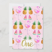 トロピカルフラミンゴファースト誕生日招待状 招待状 (裏面)