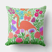 トロピカルフラミンゴフローラバタフライガーデンアート クッション (正面)