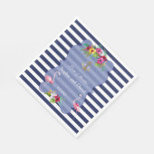 トロピカルフラミンゴフローラルアウ（ハワイ式宴会）ネイビーストライプズ結婚ズ スタンダードランチョンナプキン (角)