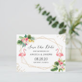 トロピカルフラミンゴフローラ結婚式保存日 案内ポストカード (スタンド正面)