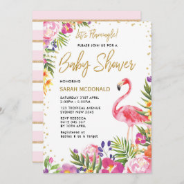 トロピカルフラミンゴベビーシャワーフローラ招待状 招待状