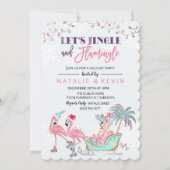 トロピカルフラミンゴホリデーパーティー招待状 招待状 (正面)