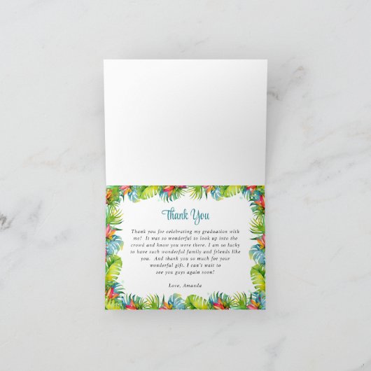 トロピカルフラミンゴ卒業ルアウ（ハワイ式宴会） サンキューカード (内部)